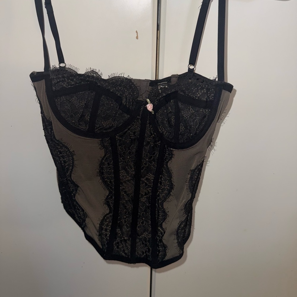 Black and Gray Lace Bustier